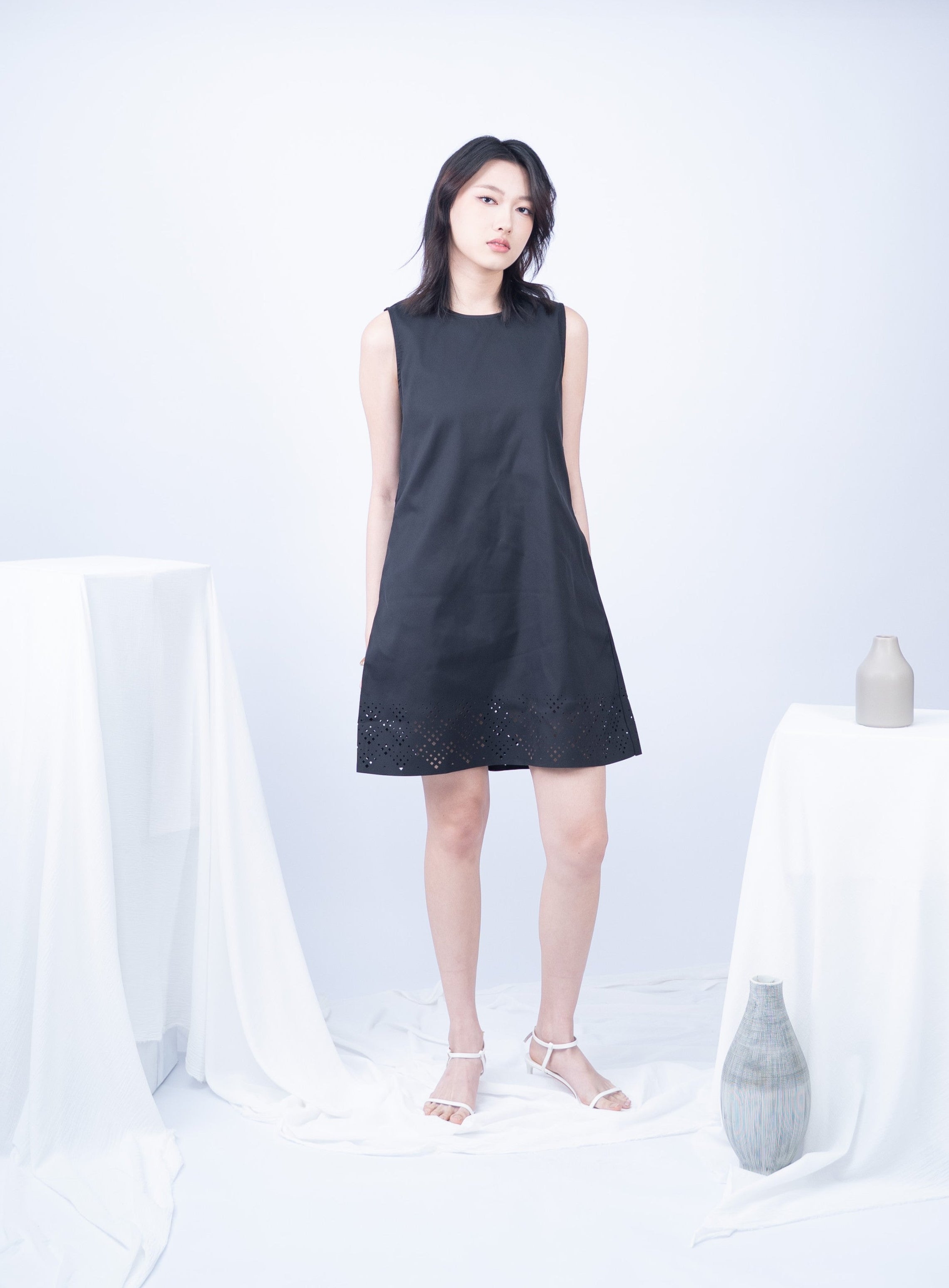 Prunella Laser Cut Short Dress