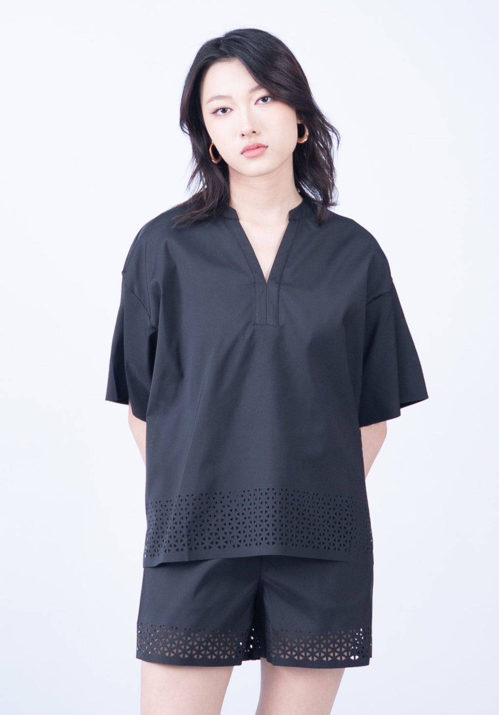 Petal Laser Cut Short Sleeve Top