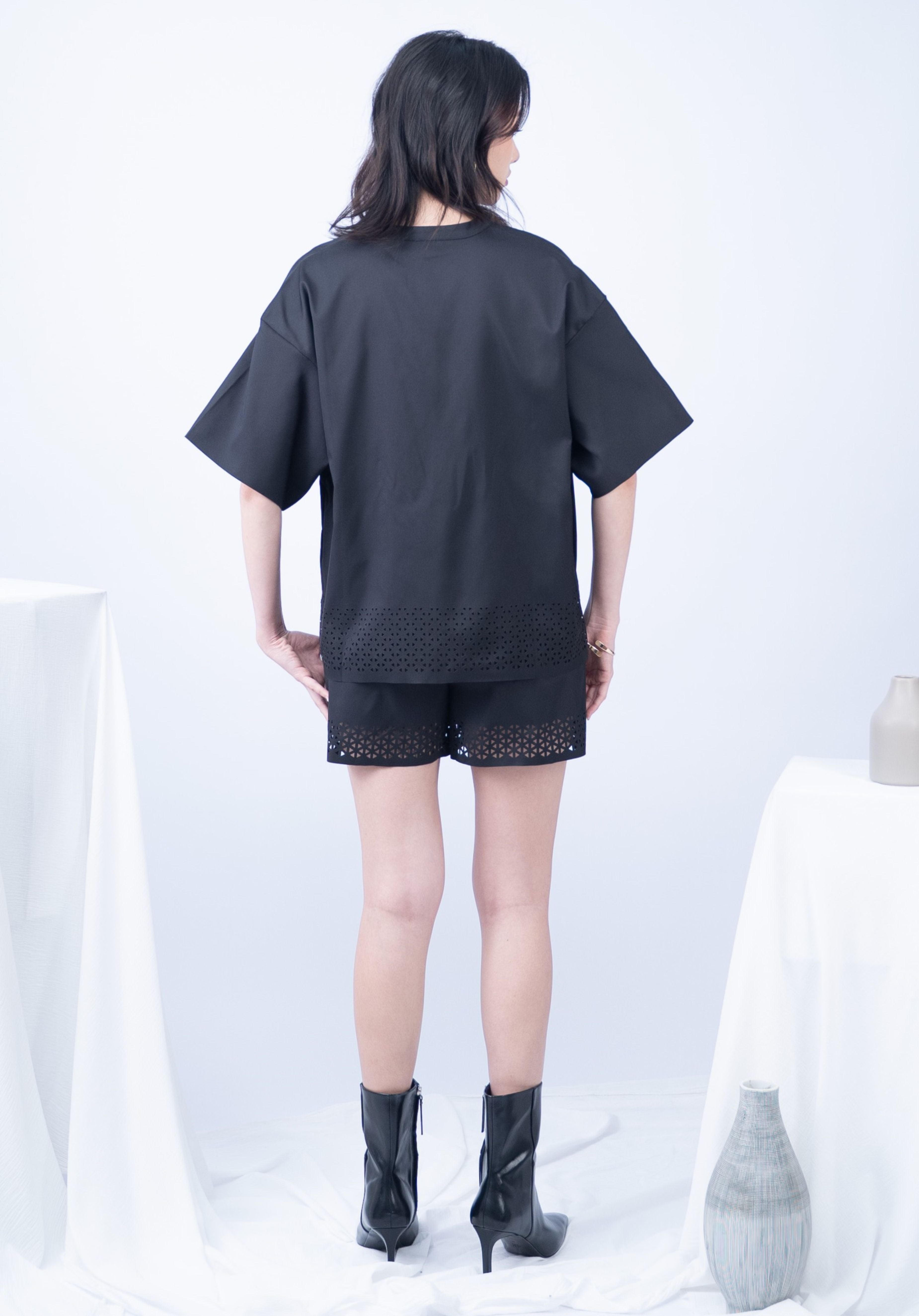 Petal Laser Cut Short Sleeve Top