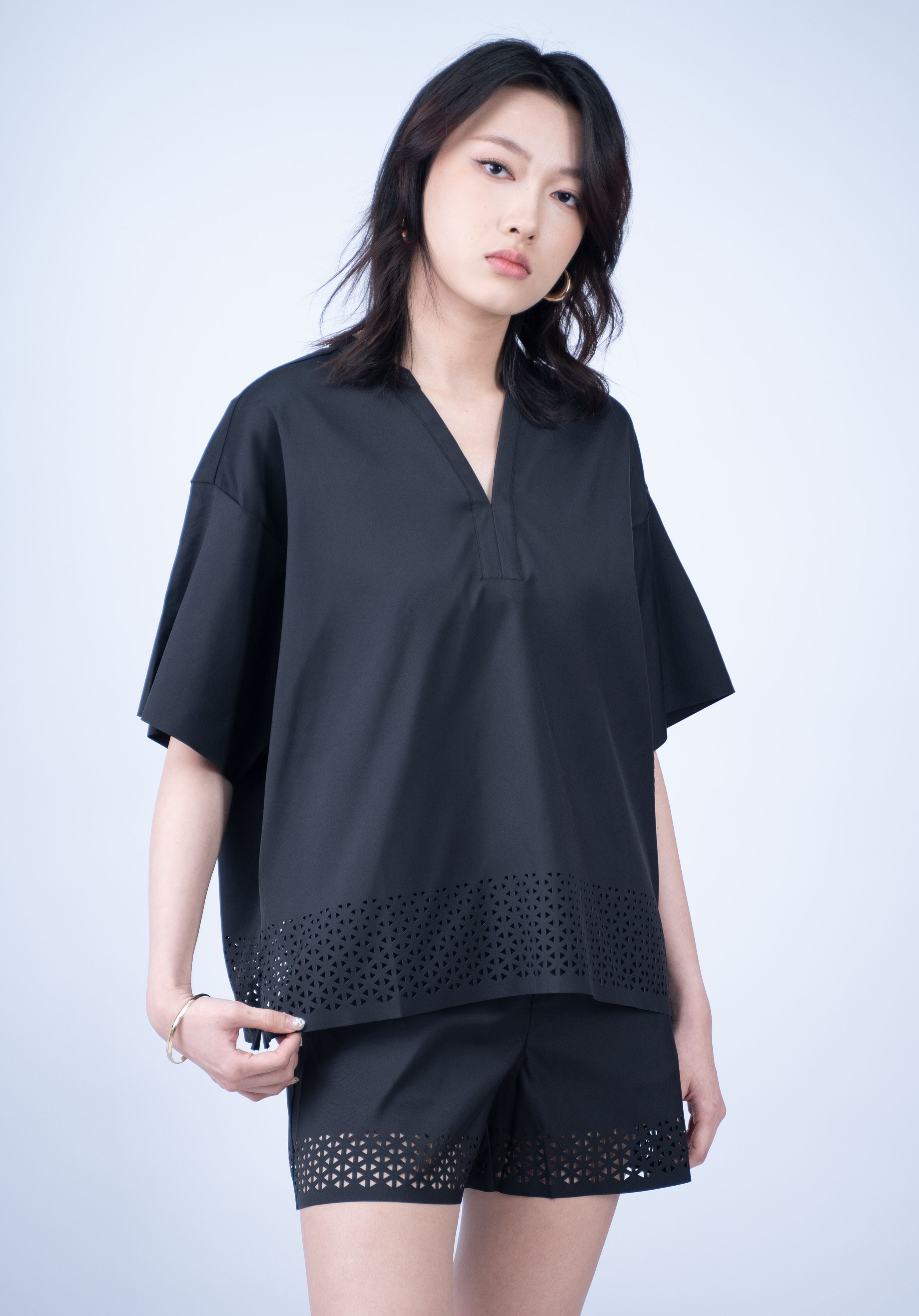 Petal Laser Cut Short Sleeve Top