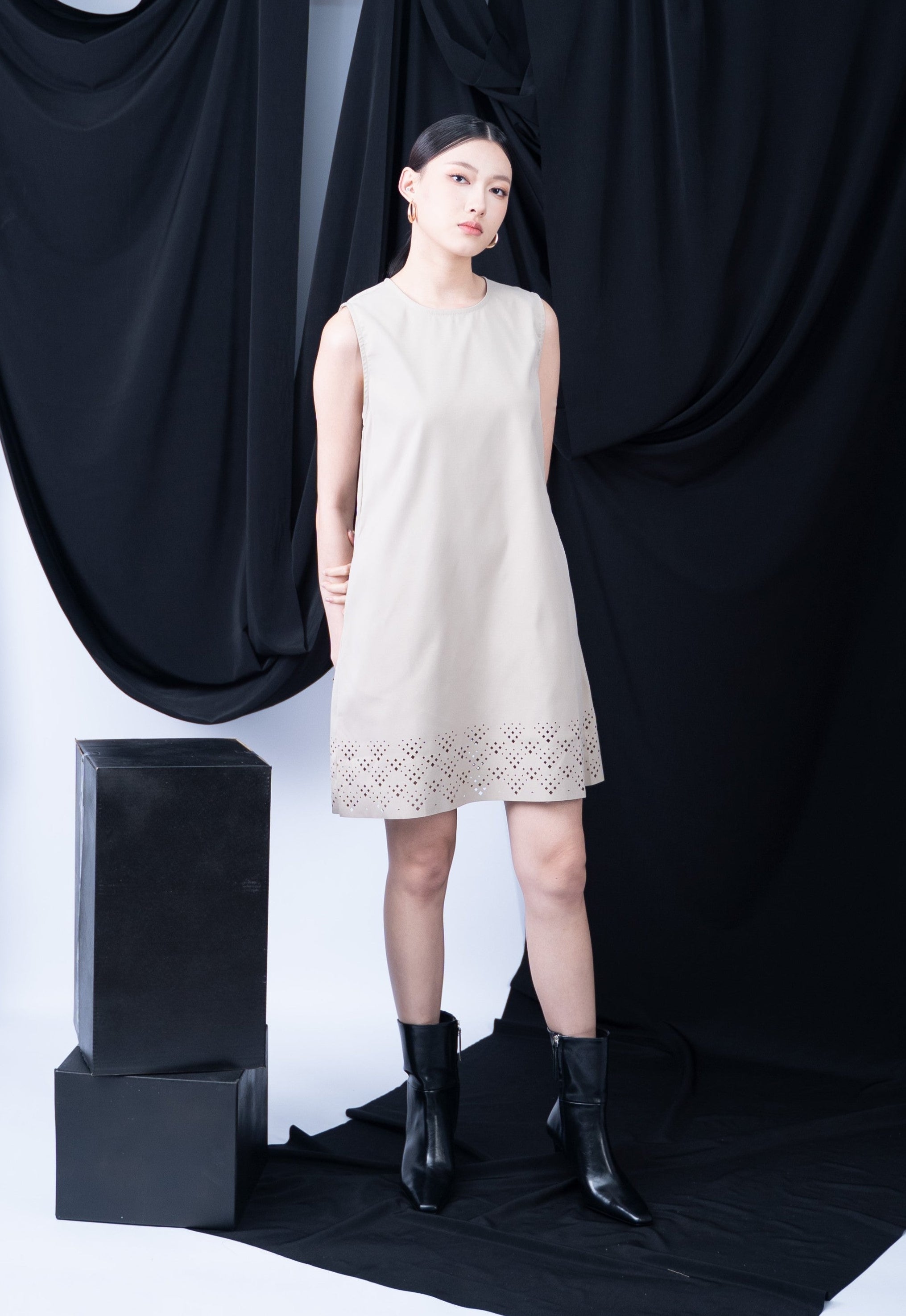 Prunella Laser Cut Short Dress