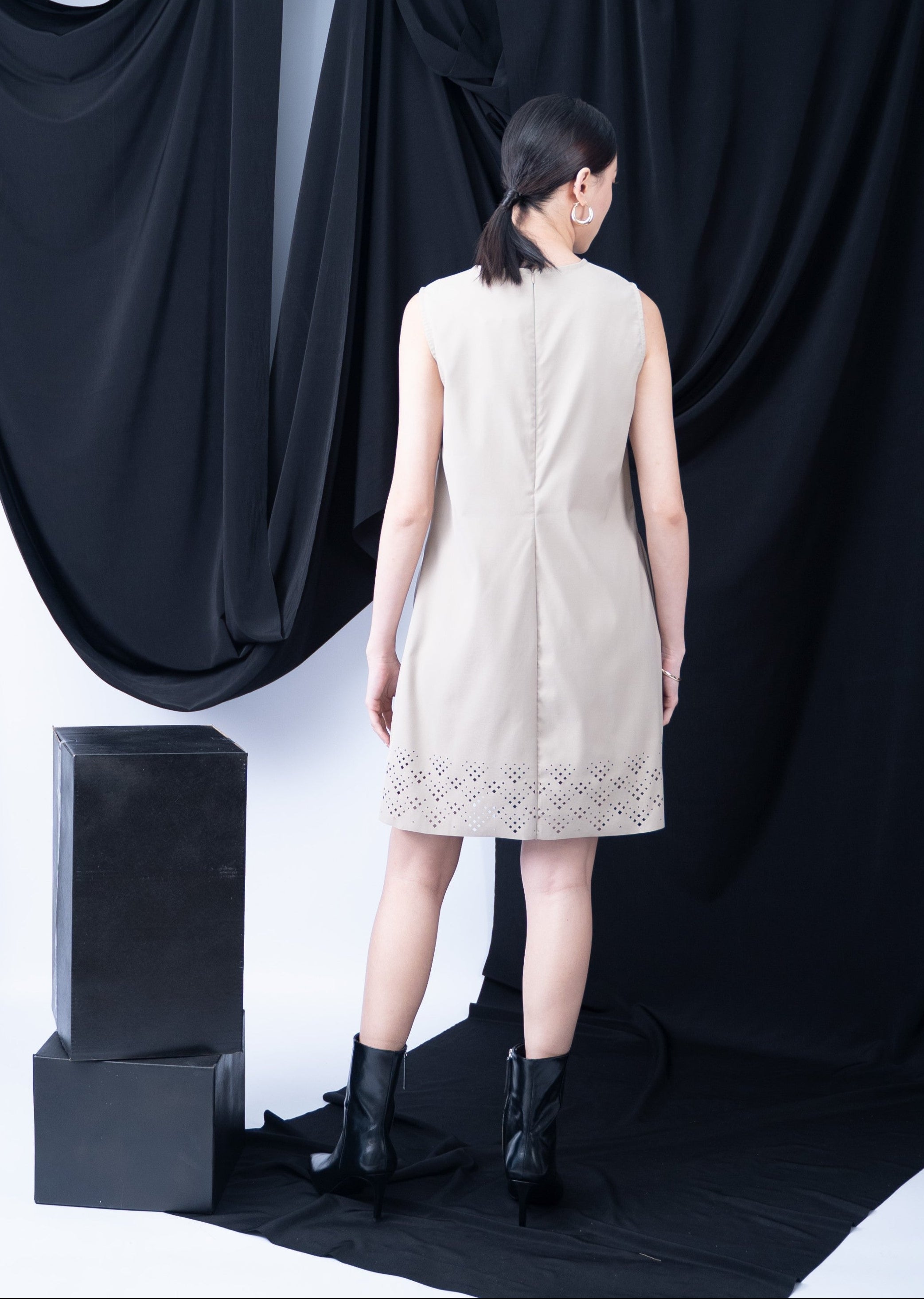 Prunella Laser Cut Short Dress