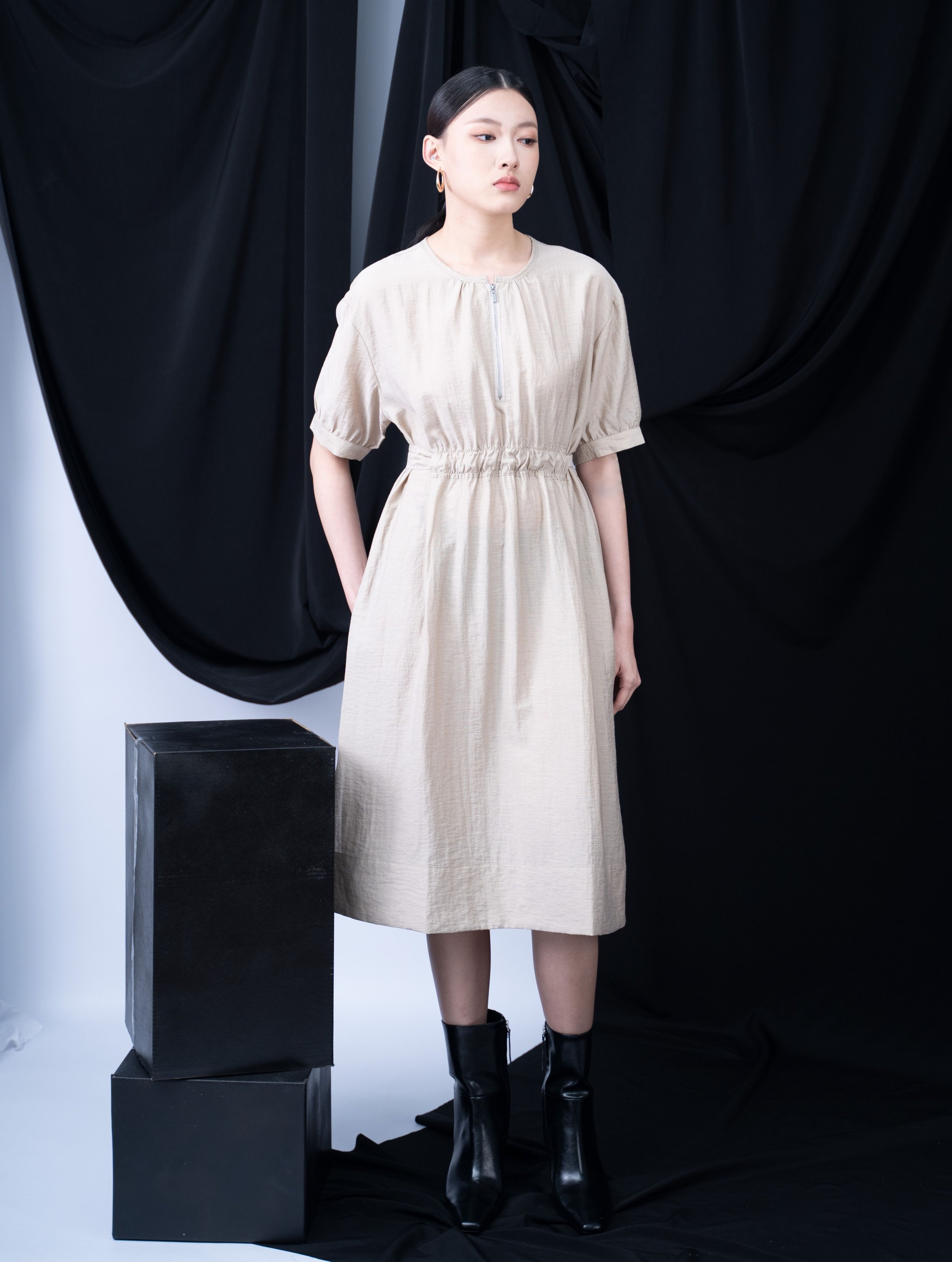 Rhea Front Zipper Dress
