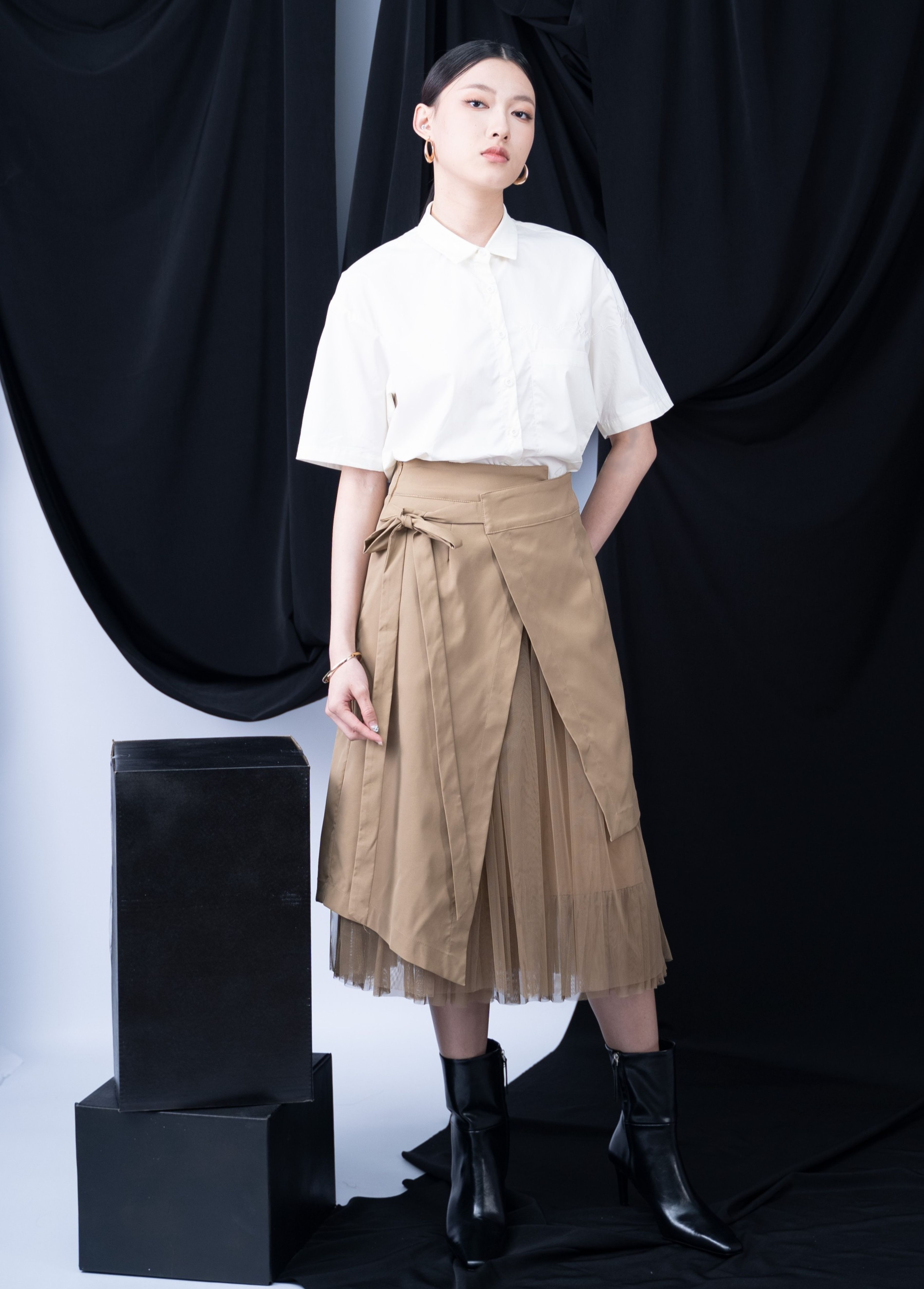 Karaugh The Front Netting Long Skirt