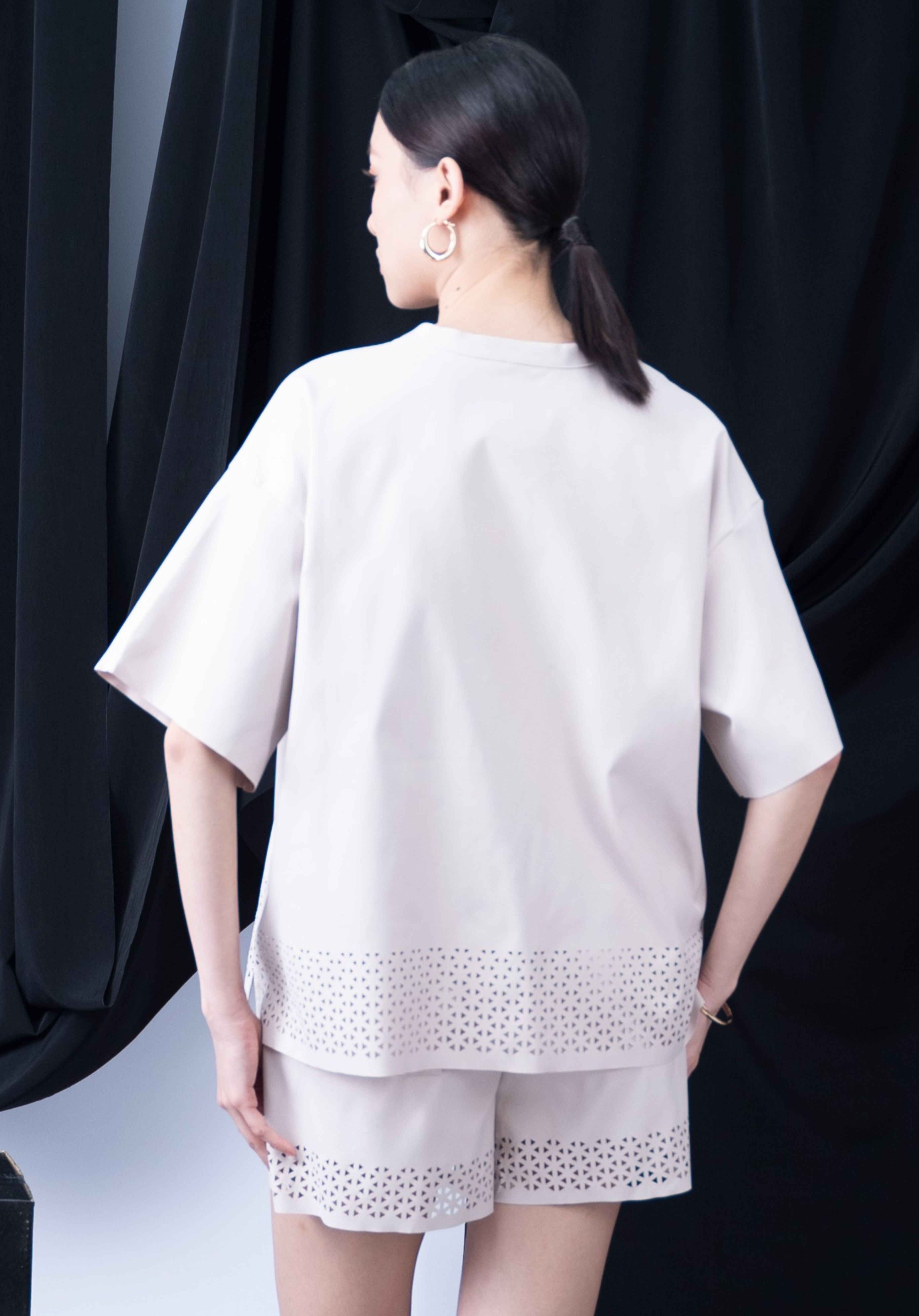 Petal Laser Cut Short Sleeve Top