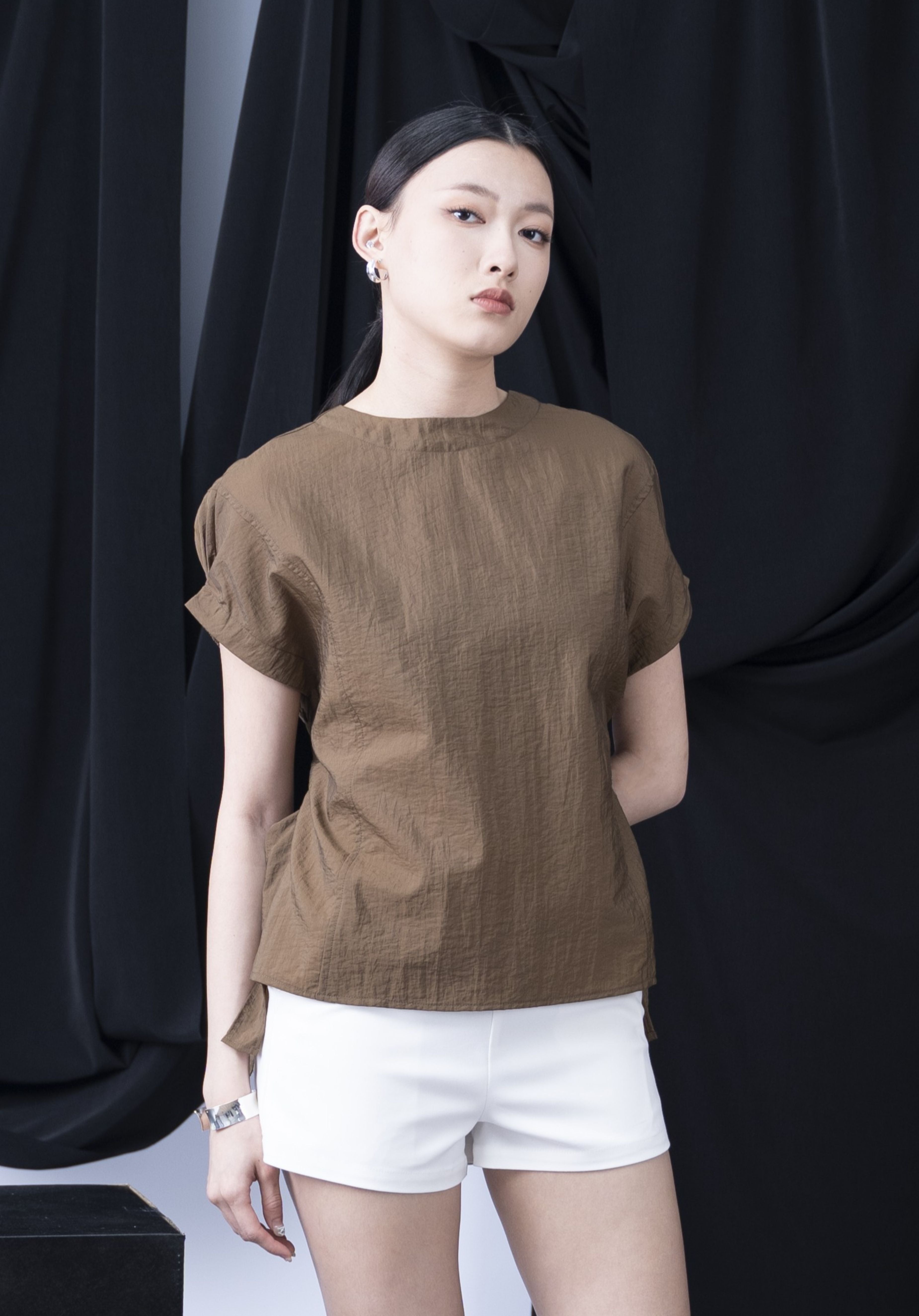 Imana Pleated Cap Sleeve Top
