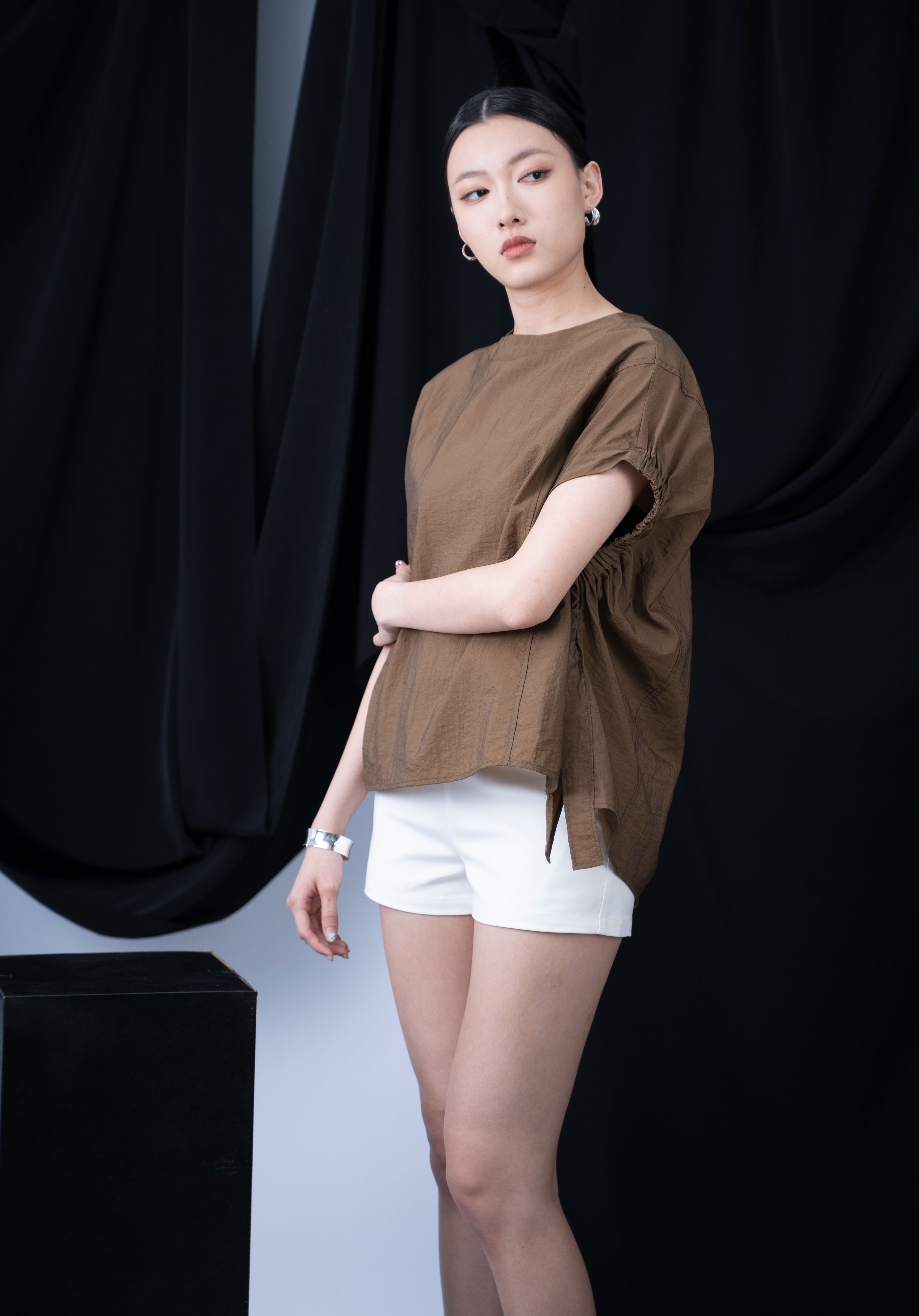 Imana Pleated Cap Sleeve Top
