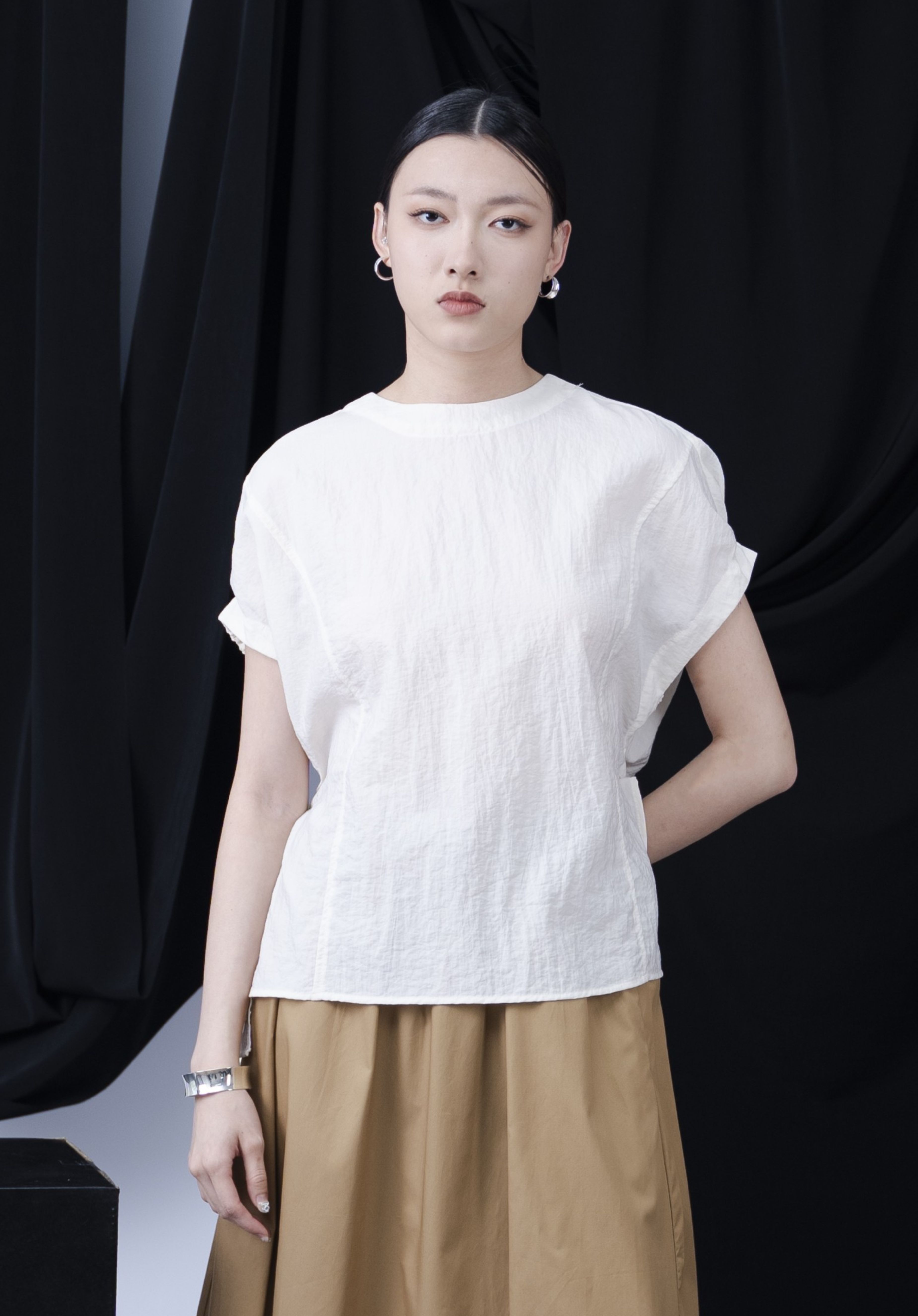Imana Pleated Cap Sleeve Top