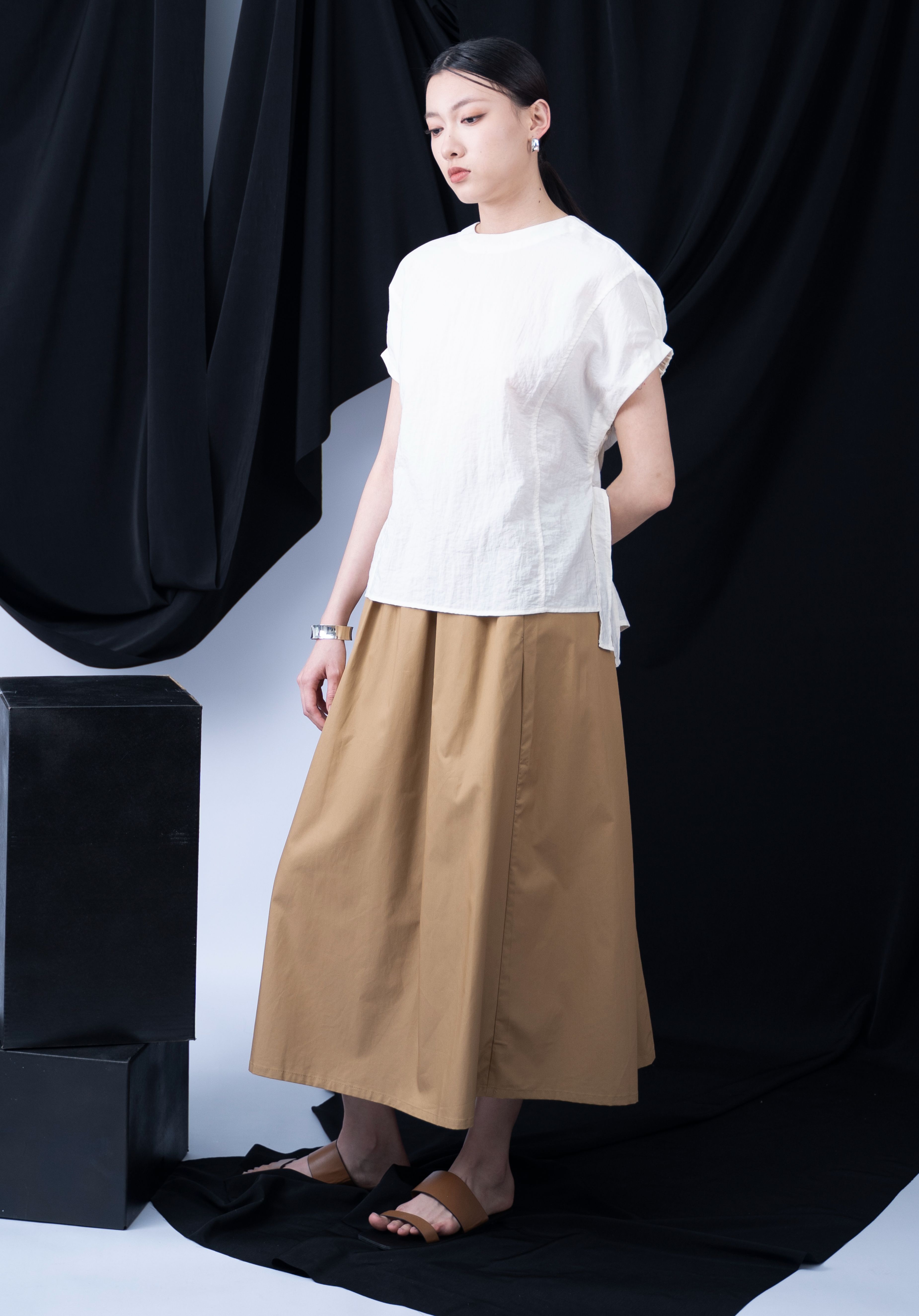 Imana Pleated Cap Sleeve Top