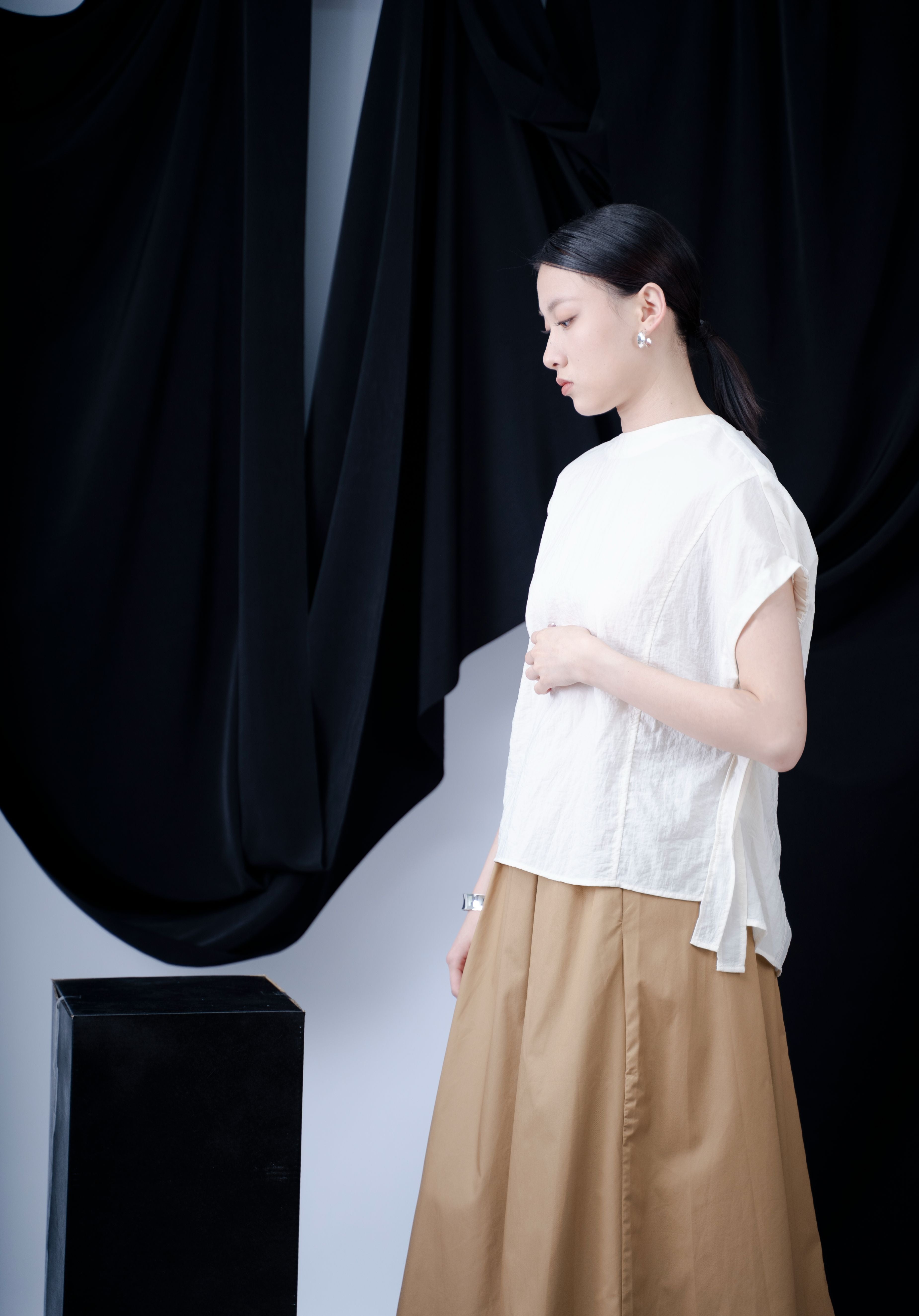 Imana Pleated Cap Sleeve Top