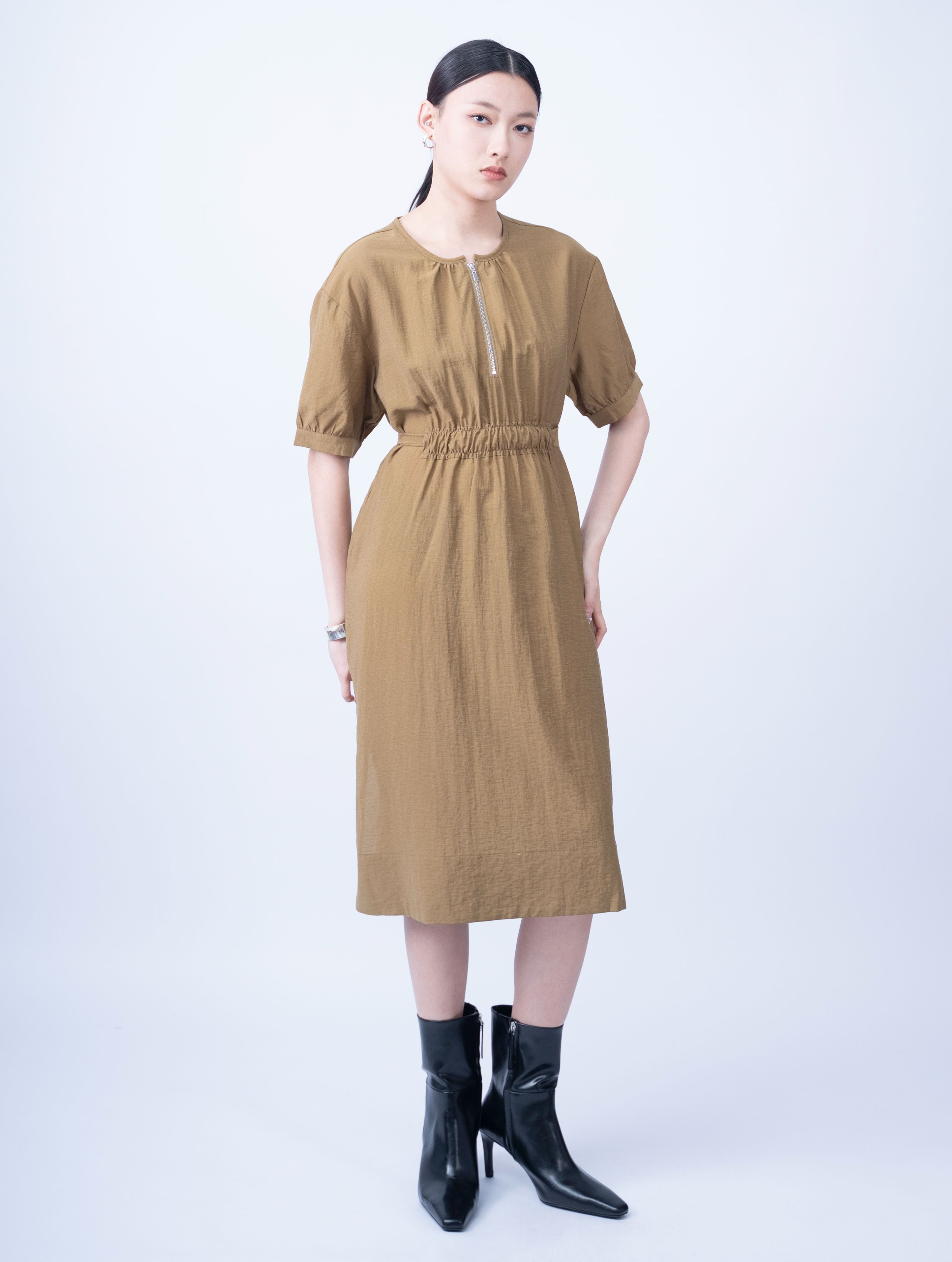 Rhea Front Zipper Dress